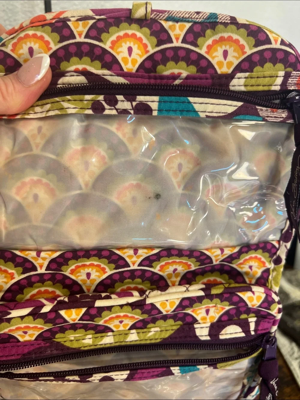 Vera Bradley Quilted Cosmetic Organizer in Purple, Cream & Teal